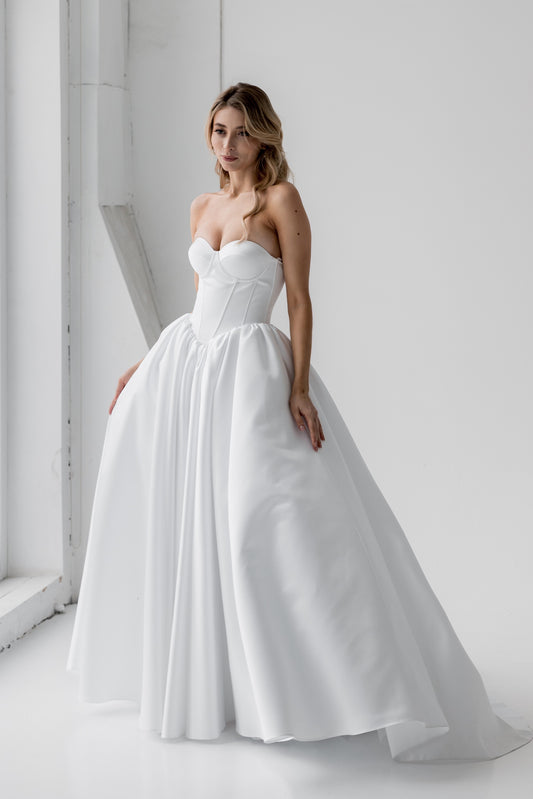 Modern Strapless Ball Gown Wedding Dress CANNES | ETHEREAL BY OLIVIA