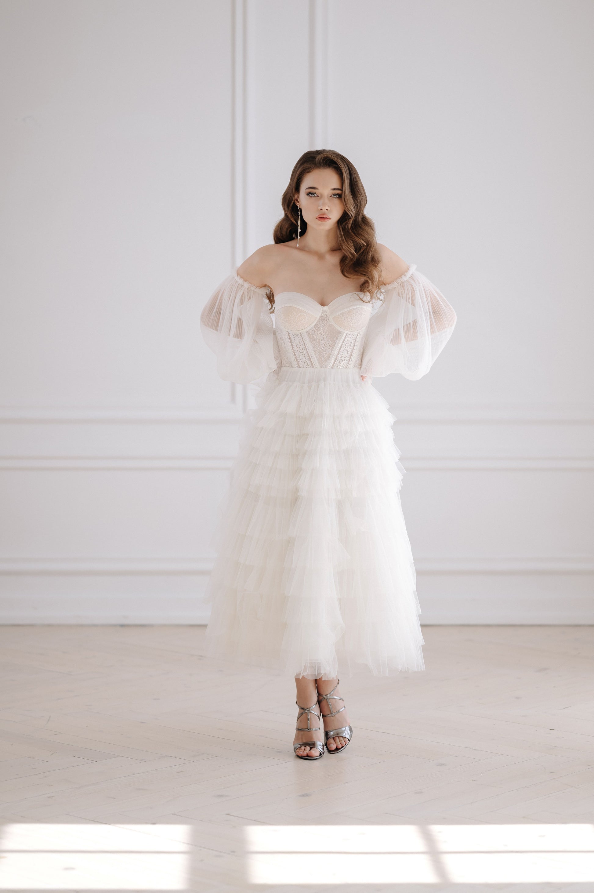 Lacy Unique Long or Ankle Length CATANIA Wedding Dress | ETHEREAL BY OLIVIA