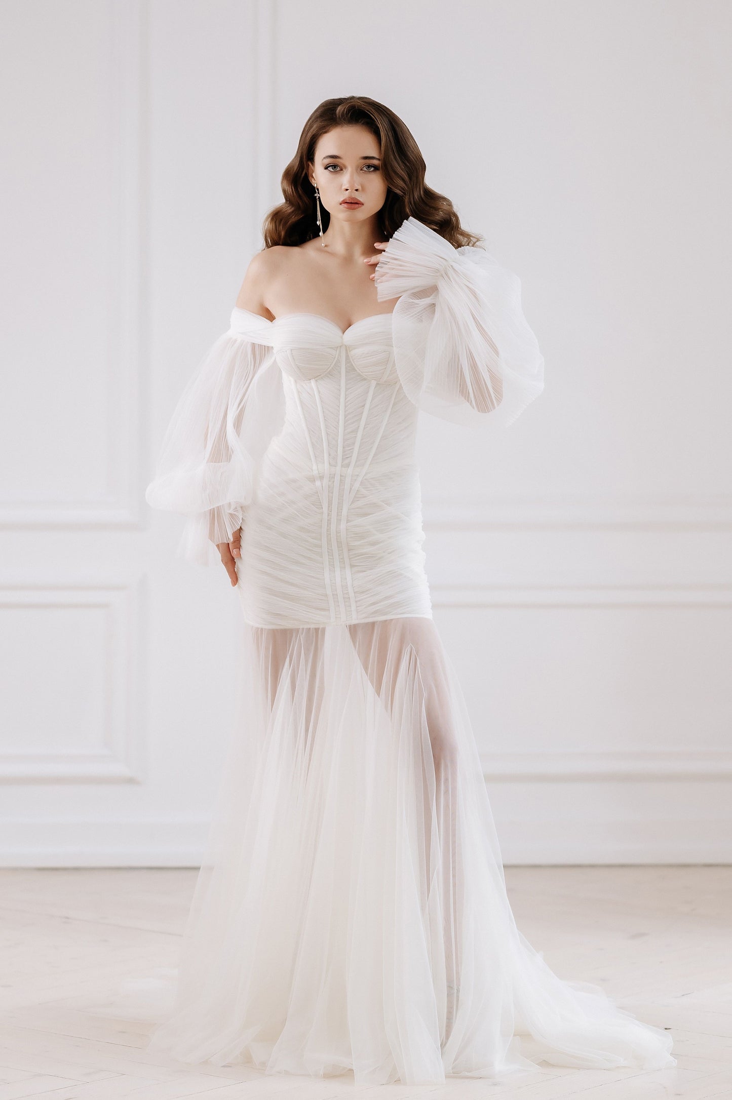 Unique Off The Shoulder Long Sleeves Wedding dress DRESDEN ETHEREAL BY OLIVIA