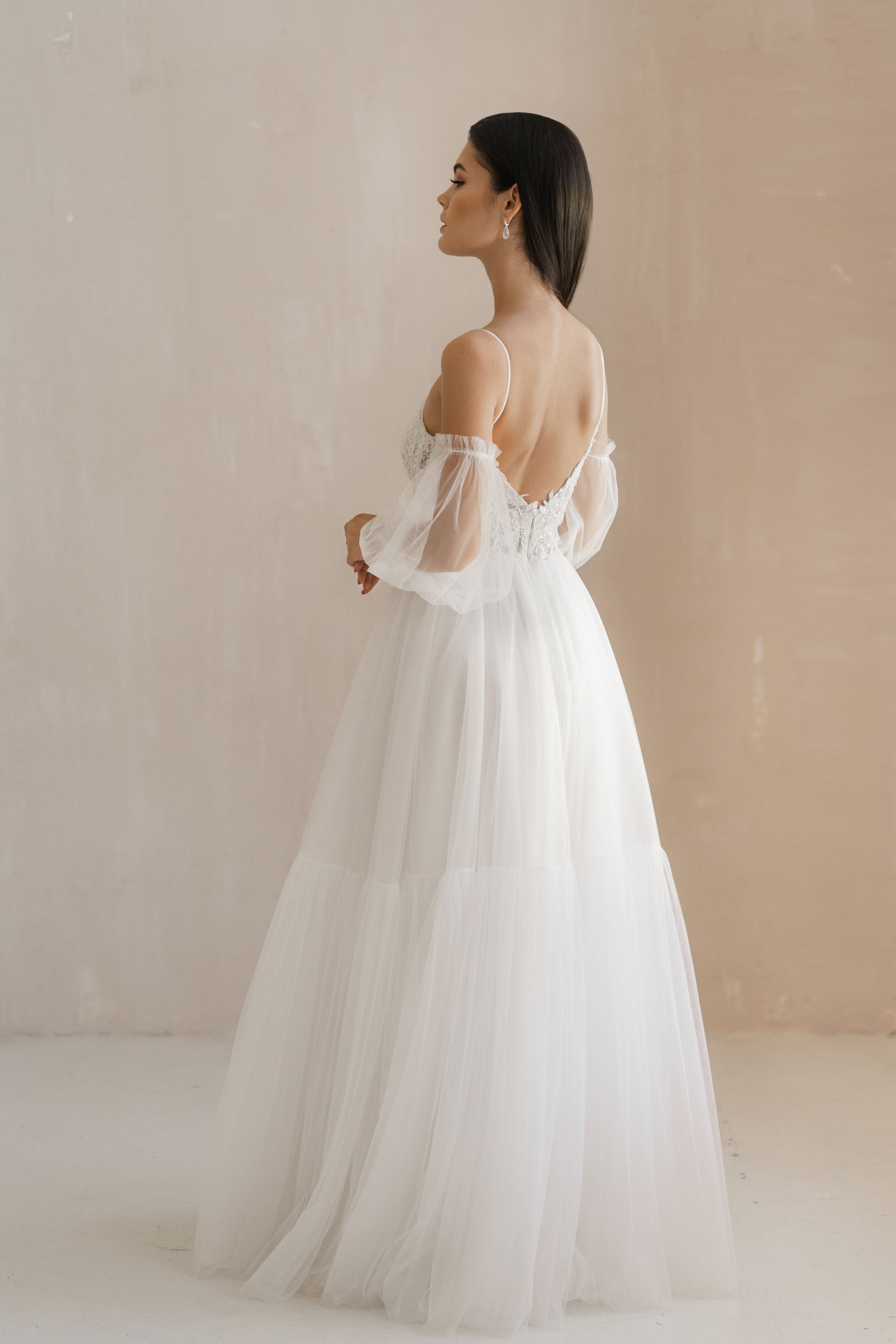 Delicate Backless Long Sleeves Wedding Dress FOLIGNO | ETHEREAL BY OLIVIA