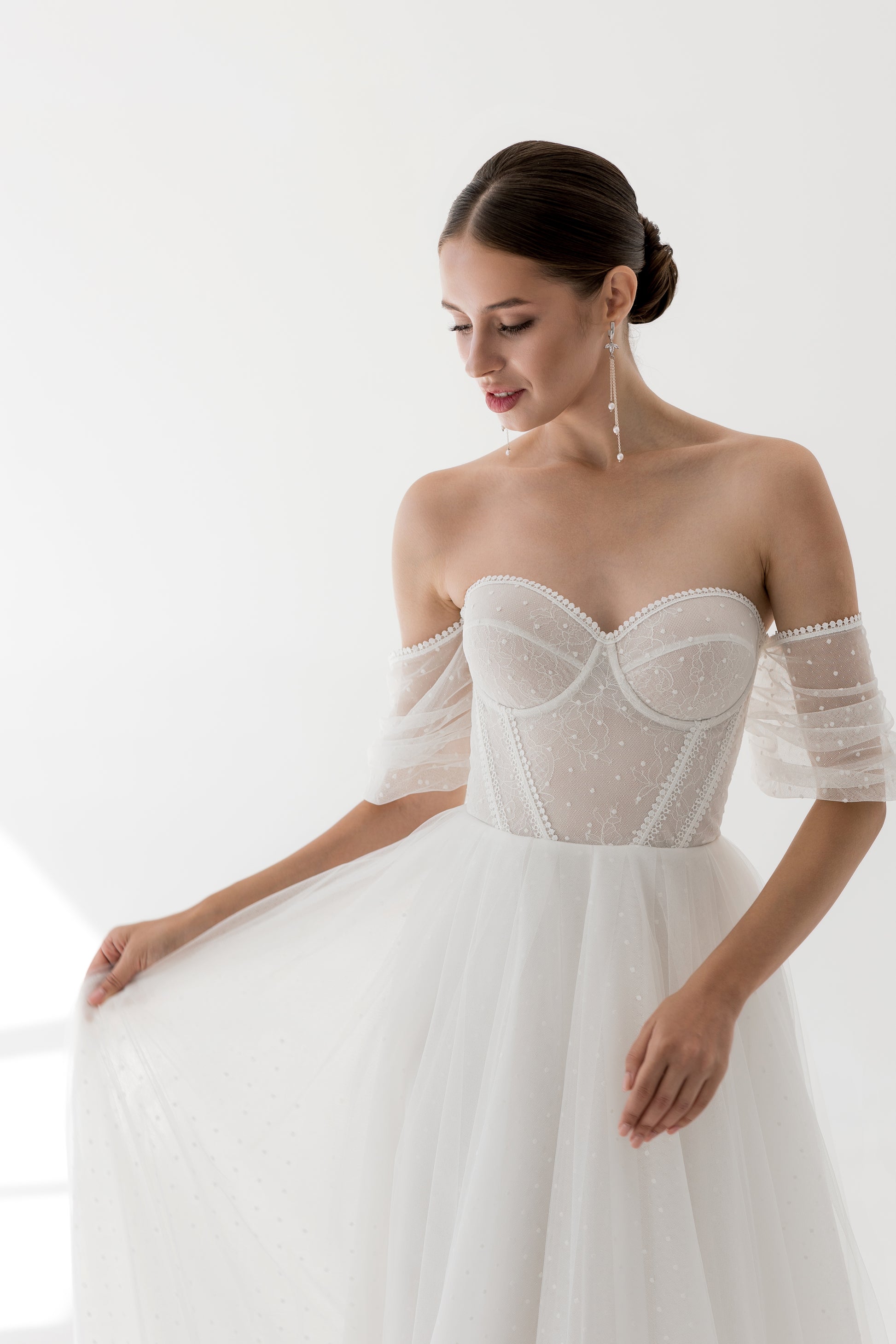 Tulle Feminine with Arm Bends Wedding Dress FORLI | ETHEREAL BY OLIVIA