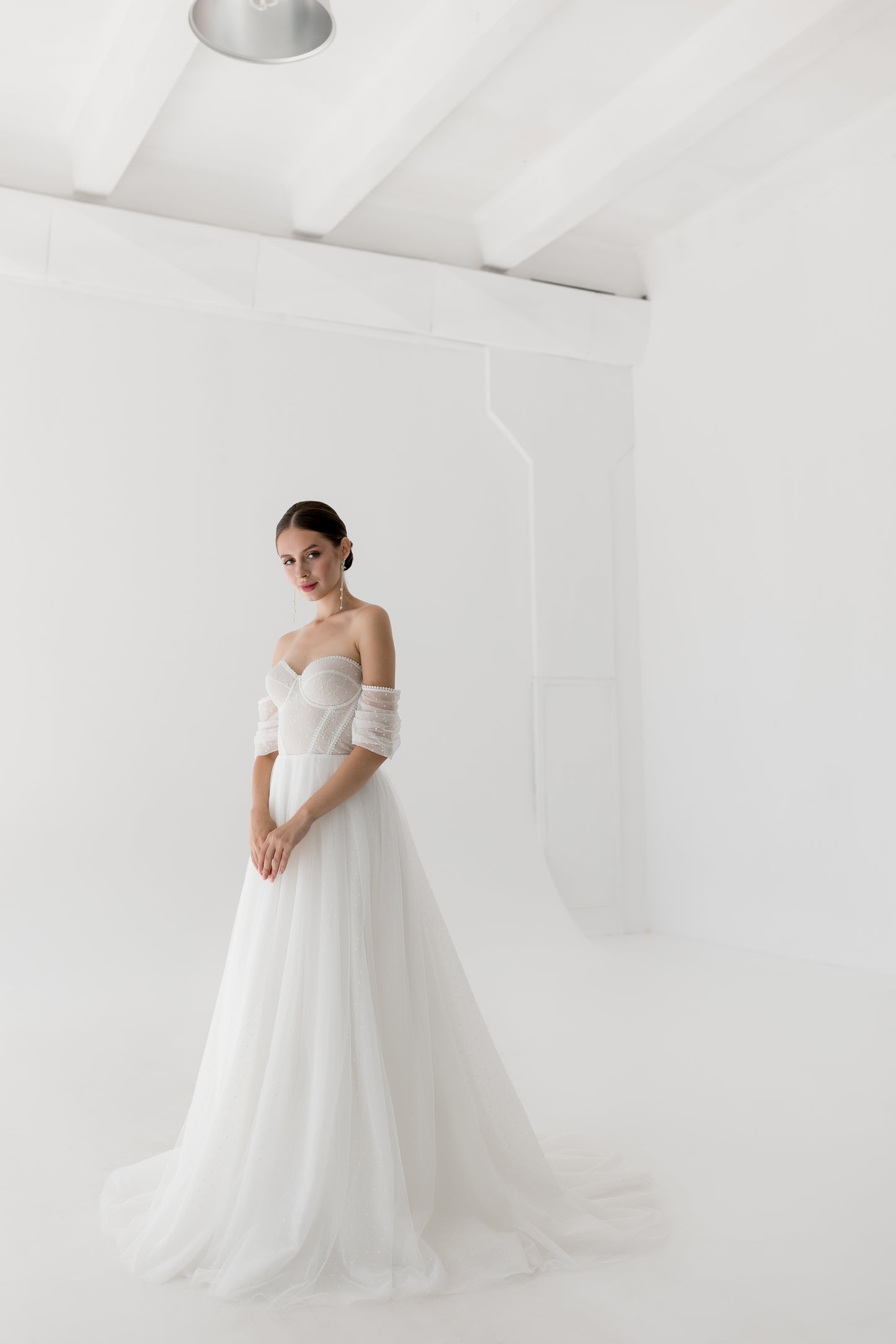 Tulle Feminine with Arm Bends Wedding Dress FORLI | ETHEREAL BY OLIVIA