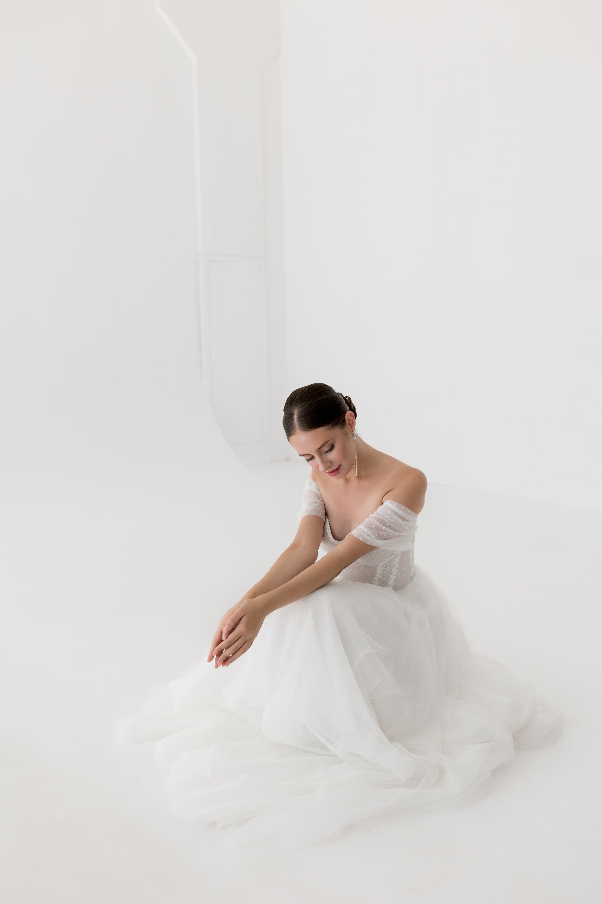 Tulle Feminine with Arm Bends Wedding Dress FORLI | ETHEREAL BY OLIVIA