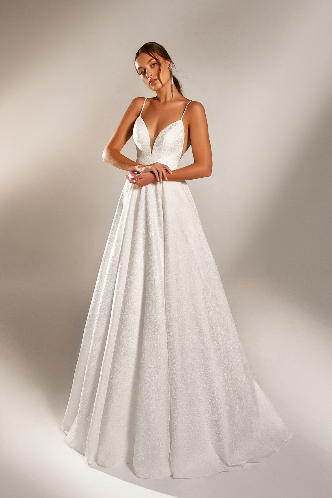 Modern Backless V-Neck Wedding Dress IMOLA | ETHEREAL BY OLIVIA