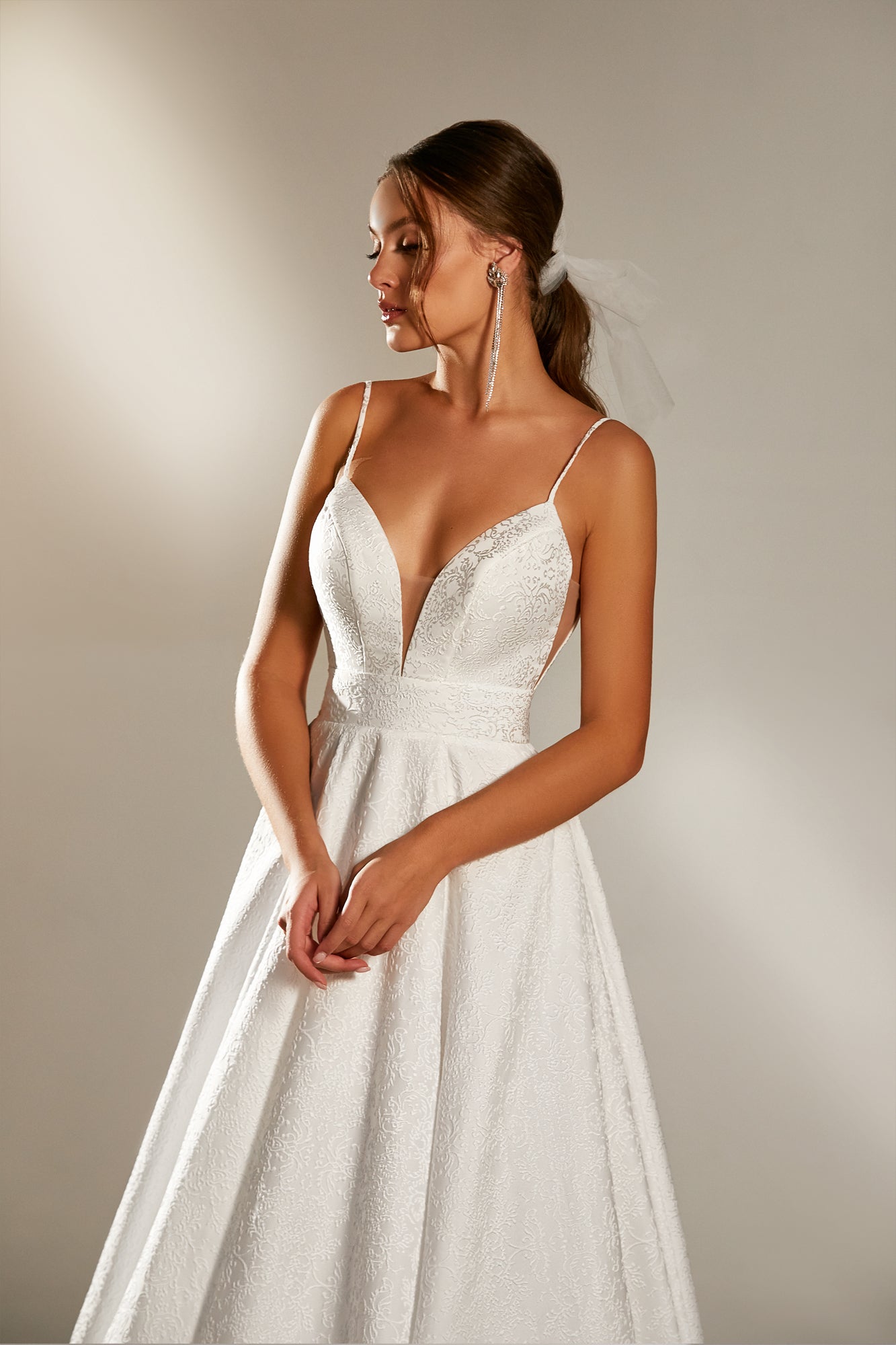 Modern Backless V-Neck Wedding Dress IMOLA | ETHEREAL BY OLIVIA