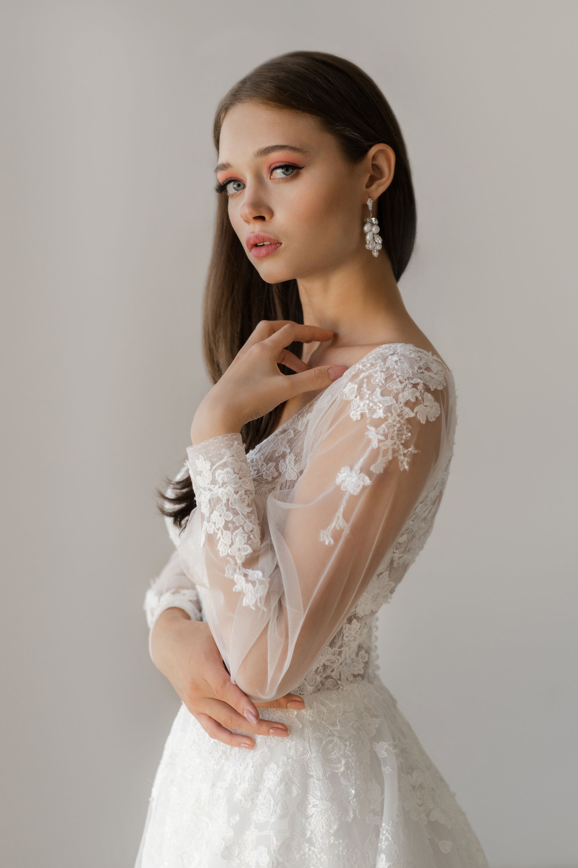 Classic Ball Gown V-Neck Long Sleeves Wedding Dress ISTANBUL | ETHEREAL BY OLIVIA