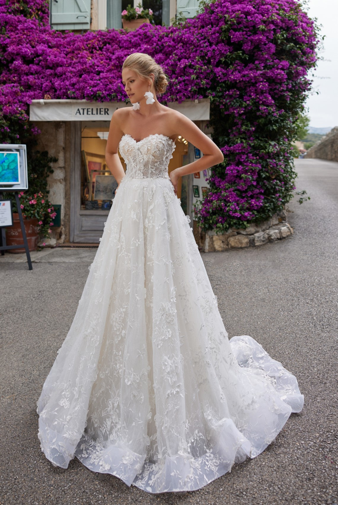 Floral Unique Strapless Wedding Dress IZMIR | ETHEREAL BY OLIVIA