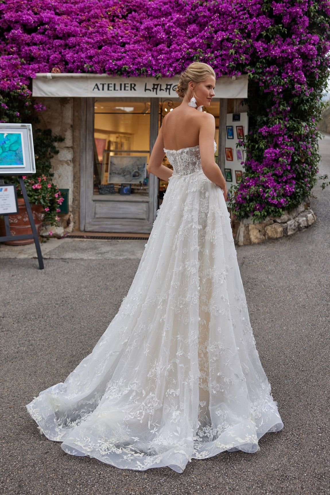 Floral Unique Strapless Wedding Dress IZMIR | ETHEREAL BY OLIVIA