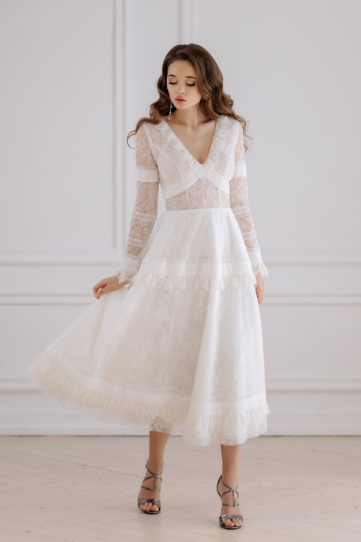 Boho Lacy Tea Length Wedding Dress KAVALA | ETHEREAL BY OLIVIA