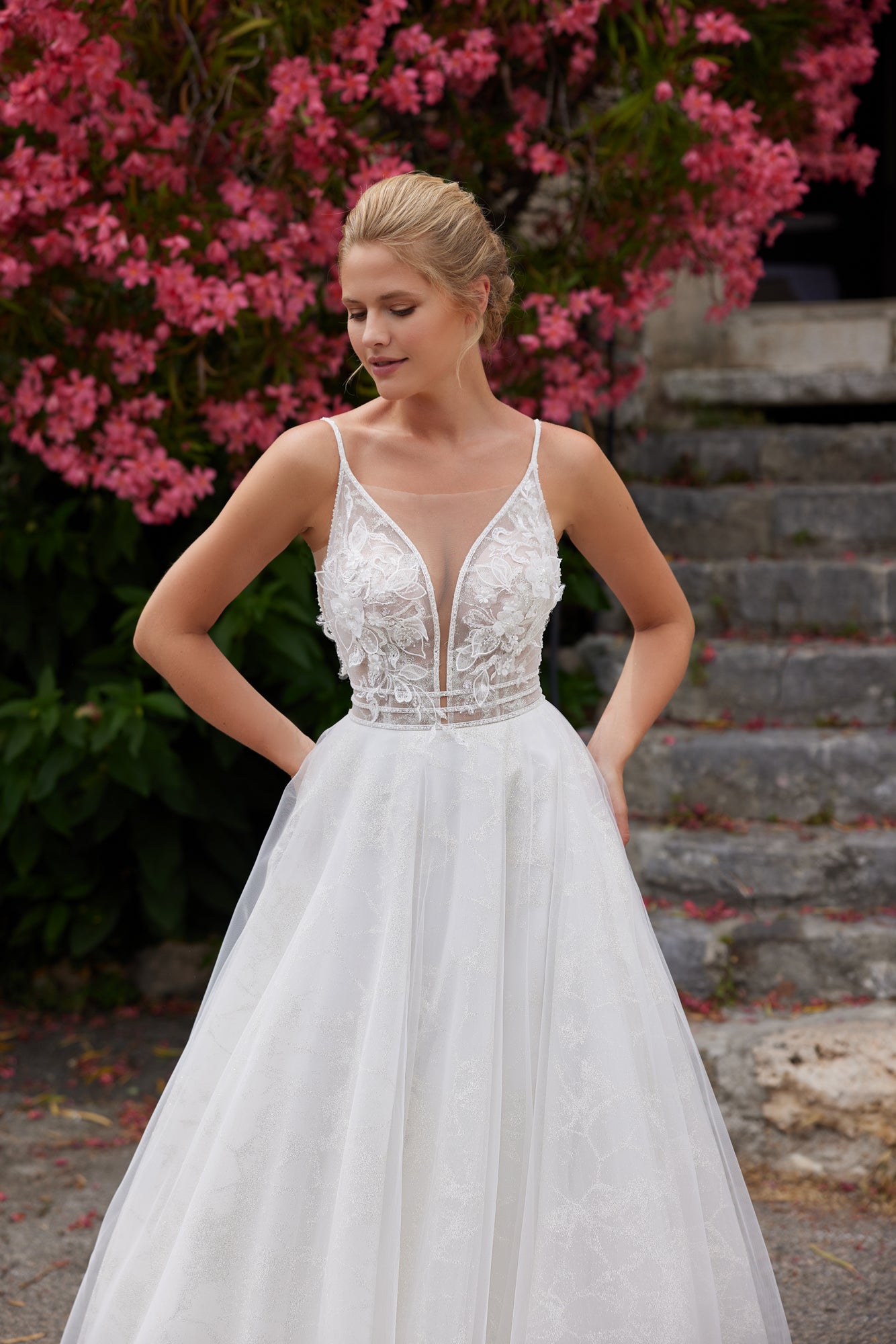 Lacy V-Neck Backless Wedding Dress SEVILLE | ETHEREAL BY OLIVIA