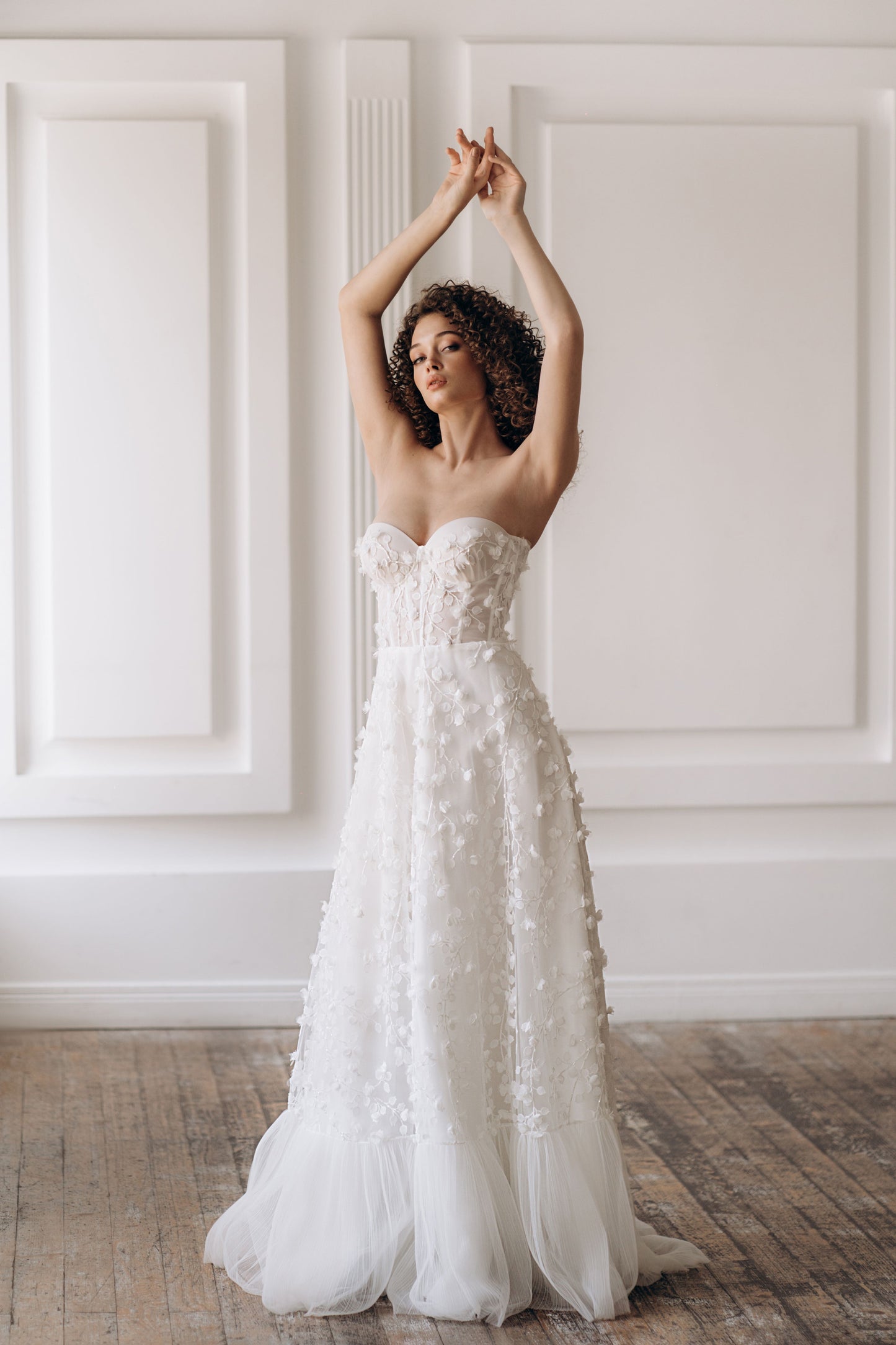 Floral Unique Strapless Wedding Dress SOFIA | ETHEREAL BY OLIVIA