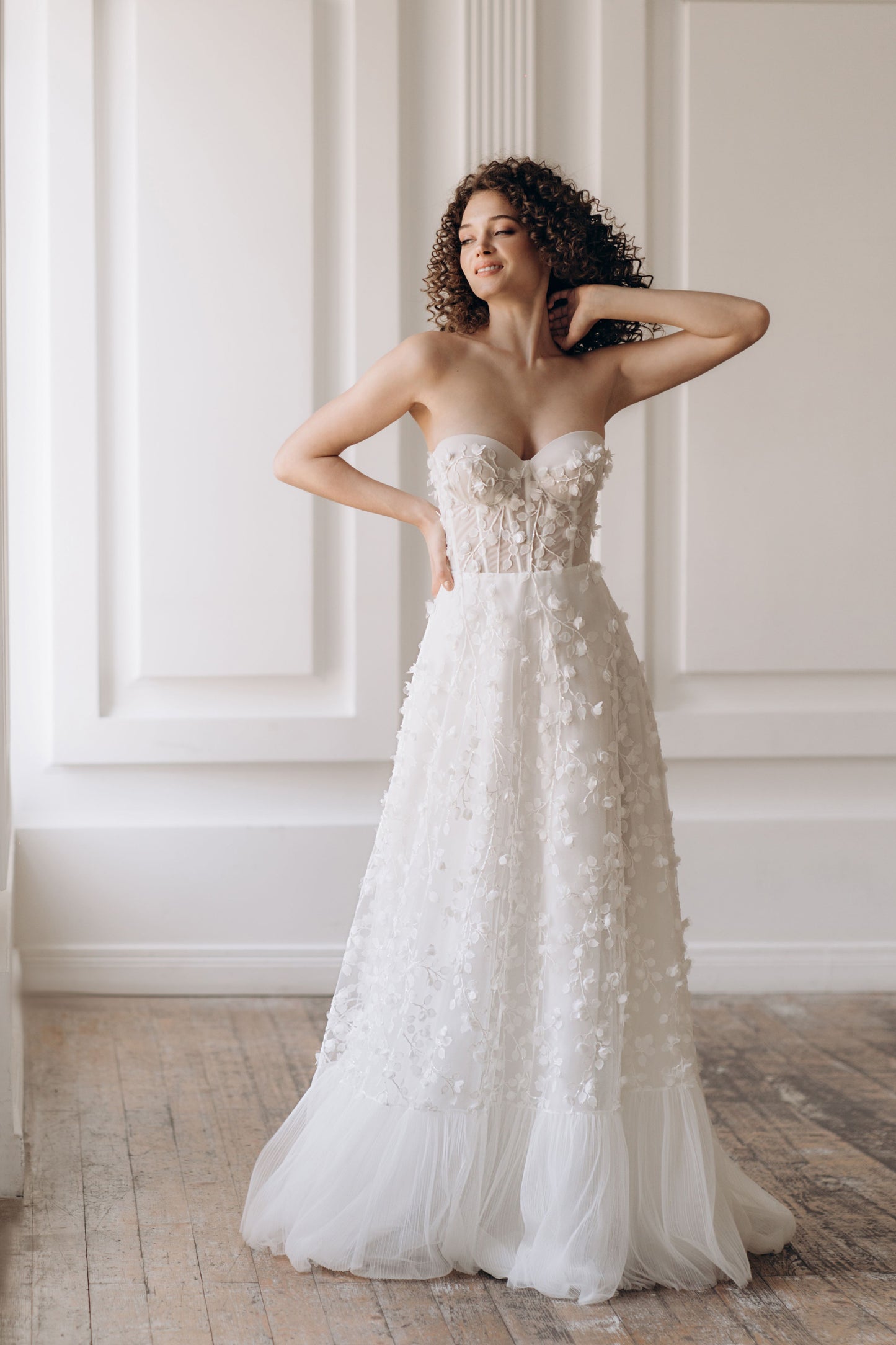 Floral Unique Strapless Wedding Dress SOFIA | ETHEREAL BY OLIVIA