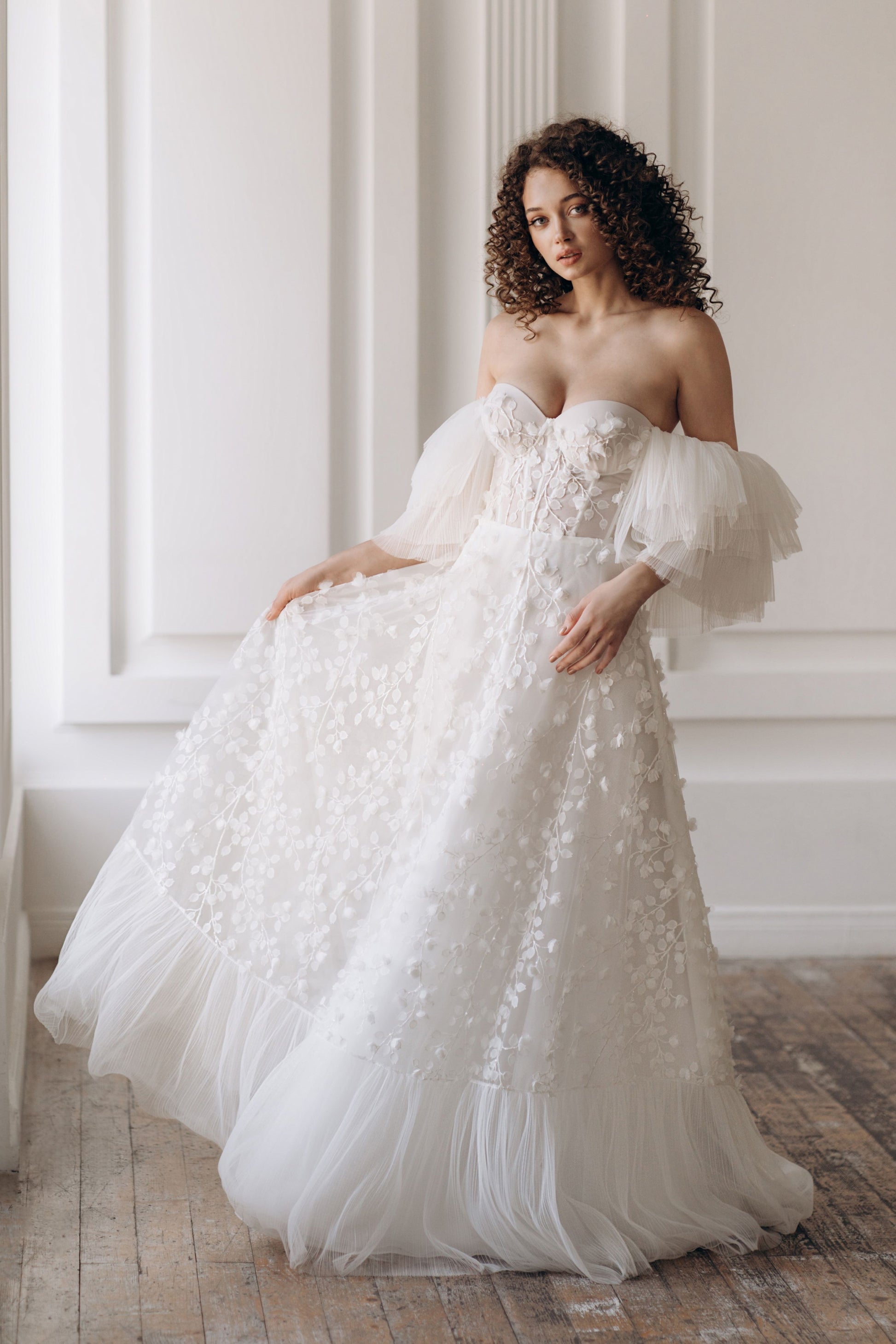 Floral Unique Strapless Wedding Dress SOFIA | ETHEREAL BY OLIVIA