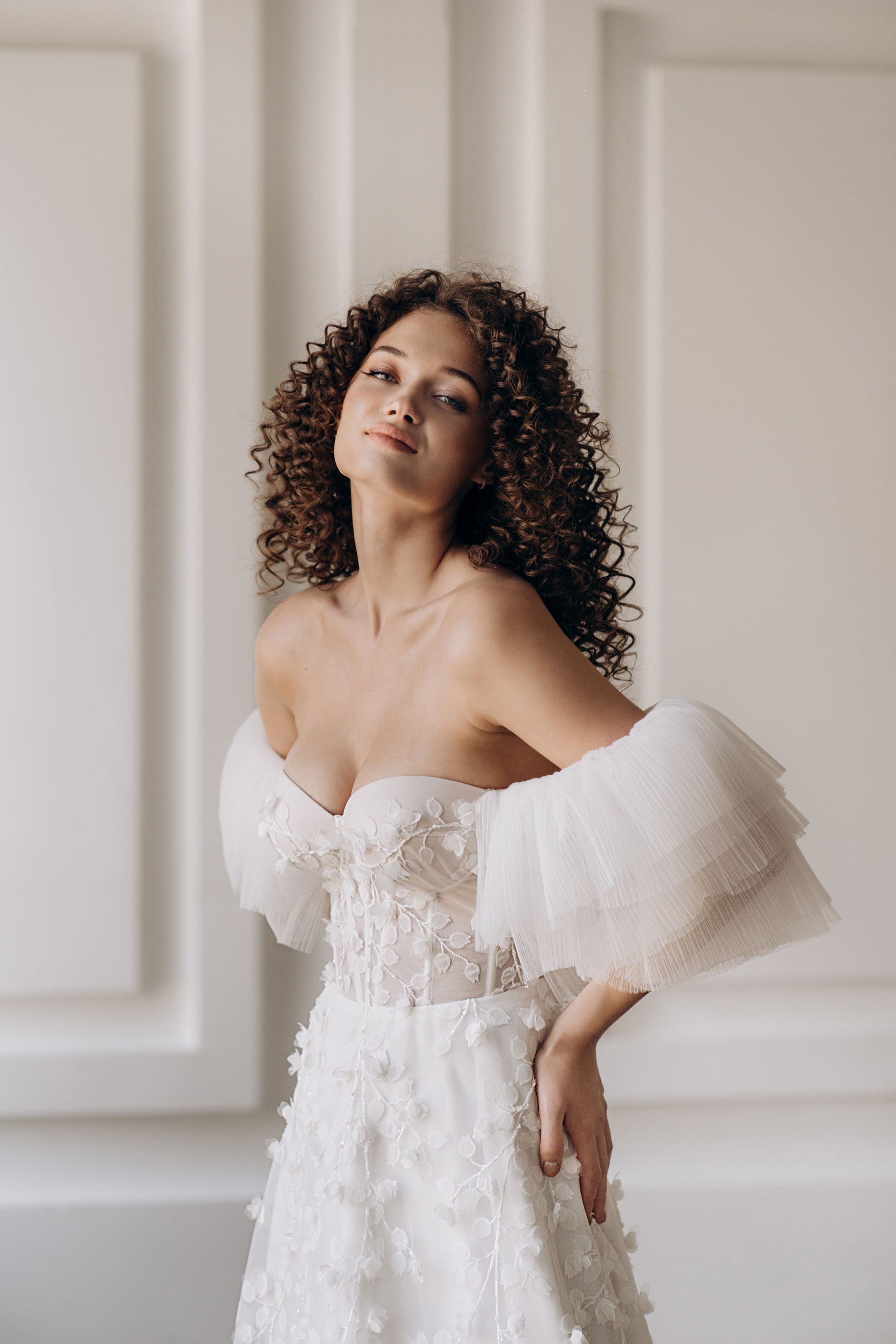 Floral Unique Strapless Wedding Dress SOFIA | ETHEREAL BY OLIVIA