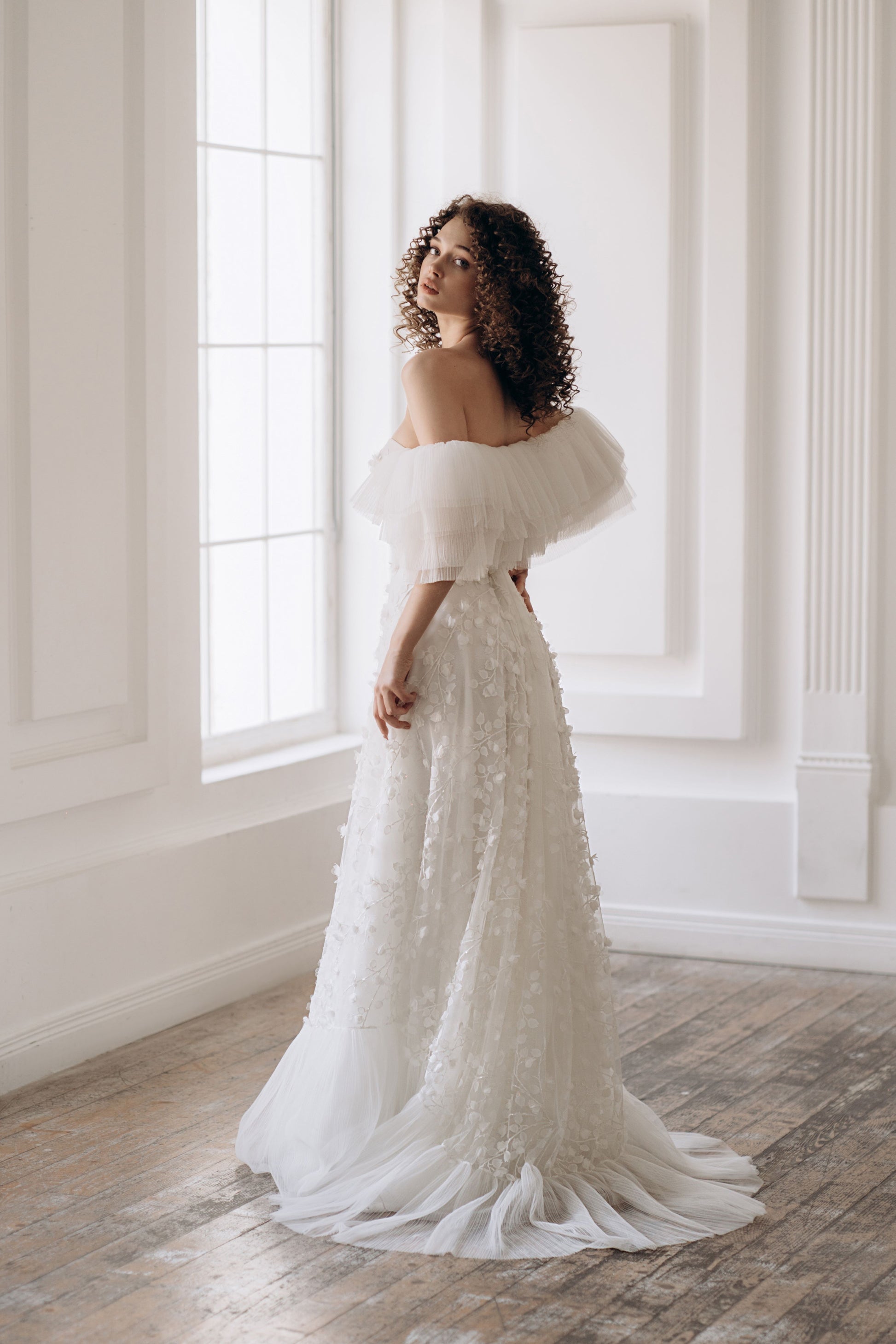 Floral Unique Strapless Wedding Dress SOFIA | ETHEREAL BY OLIVIA