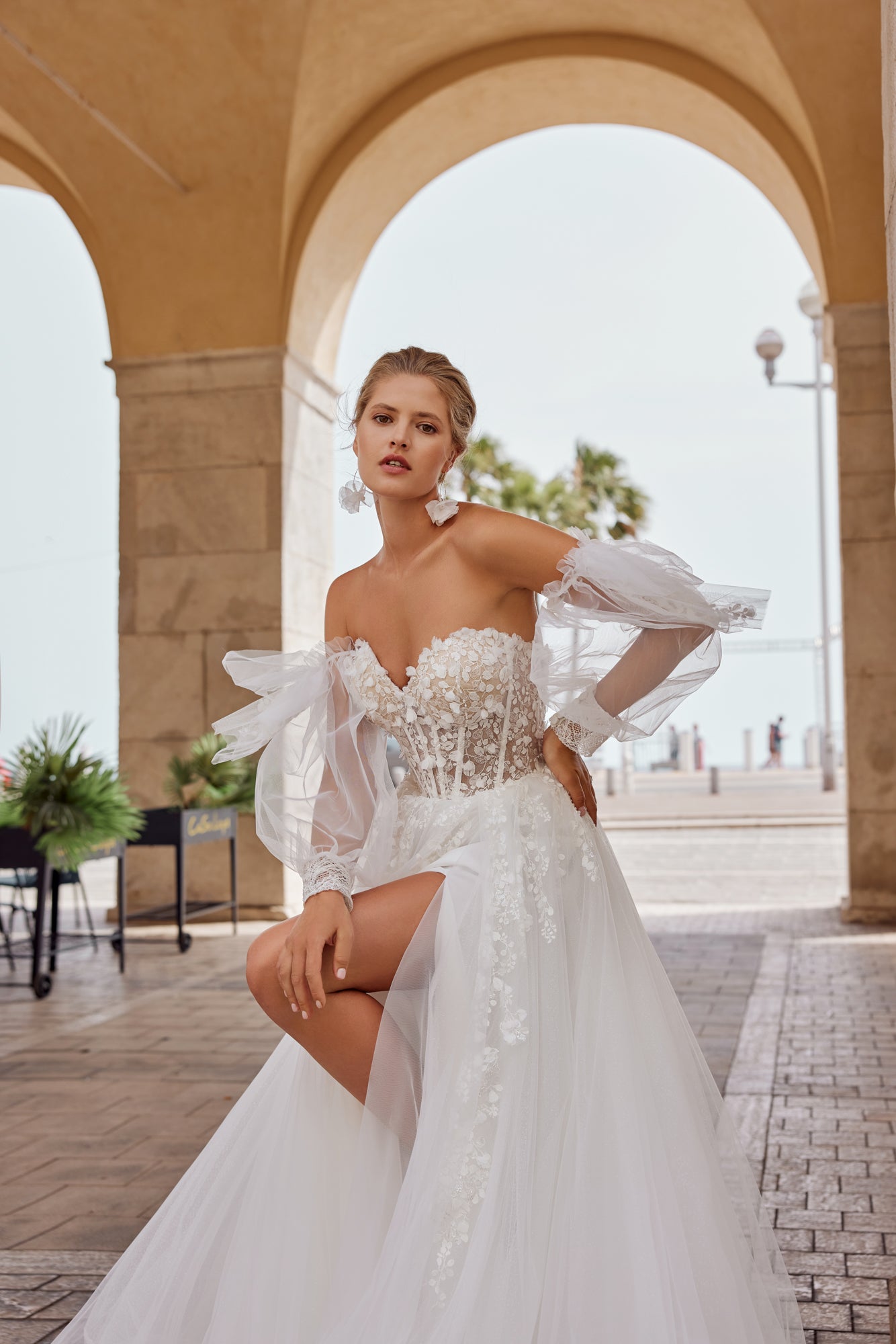 Classic Ball Gown High Slit Wedding Dress SOPOT | ETHEREAL BY OLIVIA