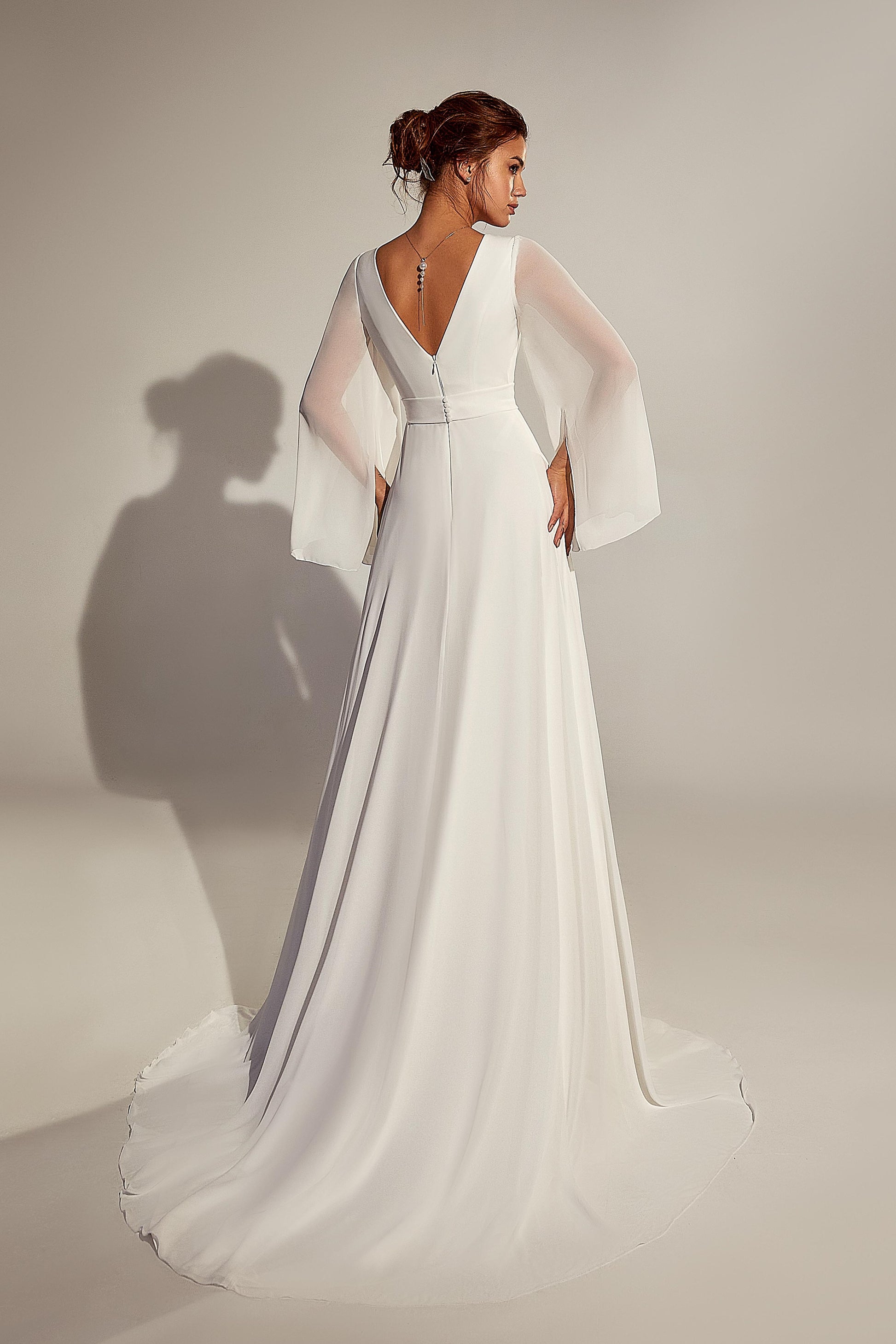 Modern V-Neck Long Sleeves Wedding Dress TALLINN | ETHEREAL BY OLIVIA