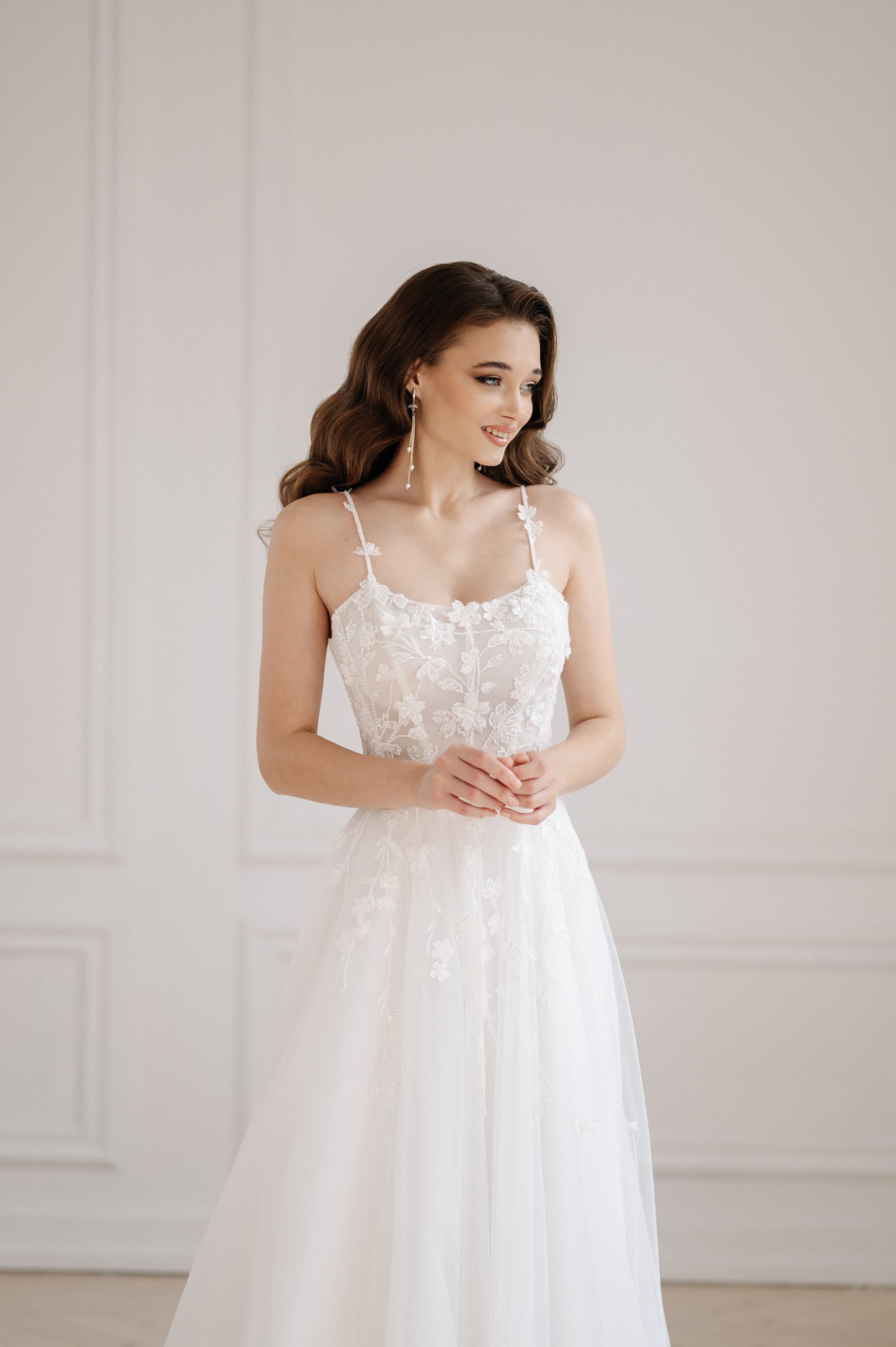 Floral Delicate Sleeveless Wedding Dress TURIN | ETHEREAL BY OLIVIA