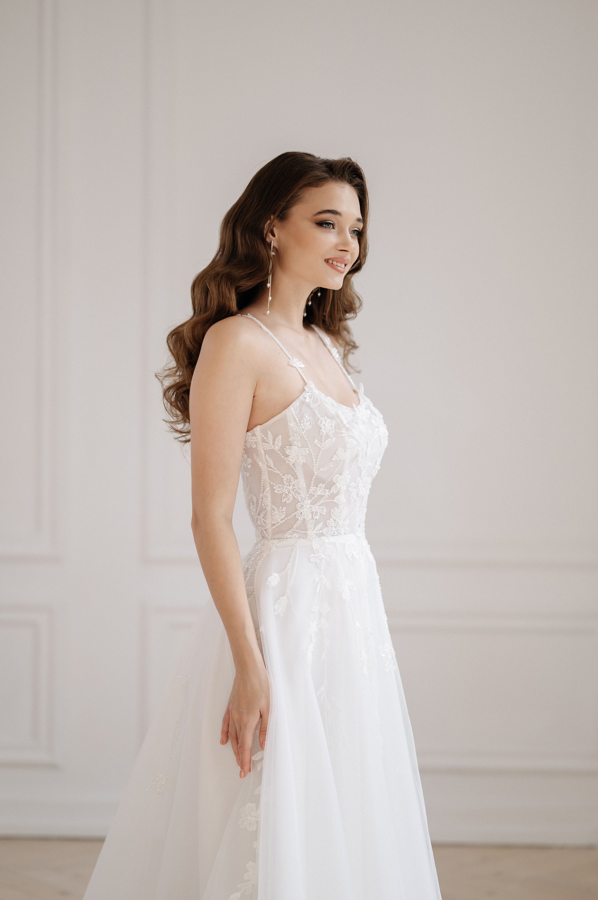 Floral Delicate Sleeveless Wedding Dress TURIN | ETHEREAL BY OLIVIA