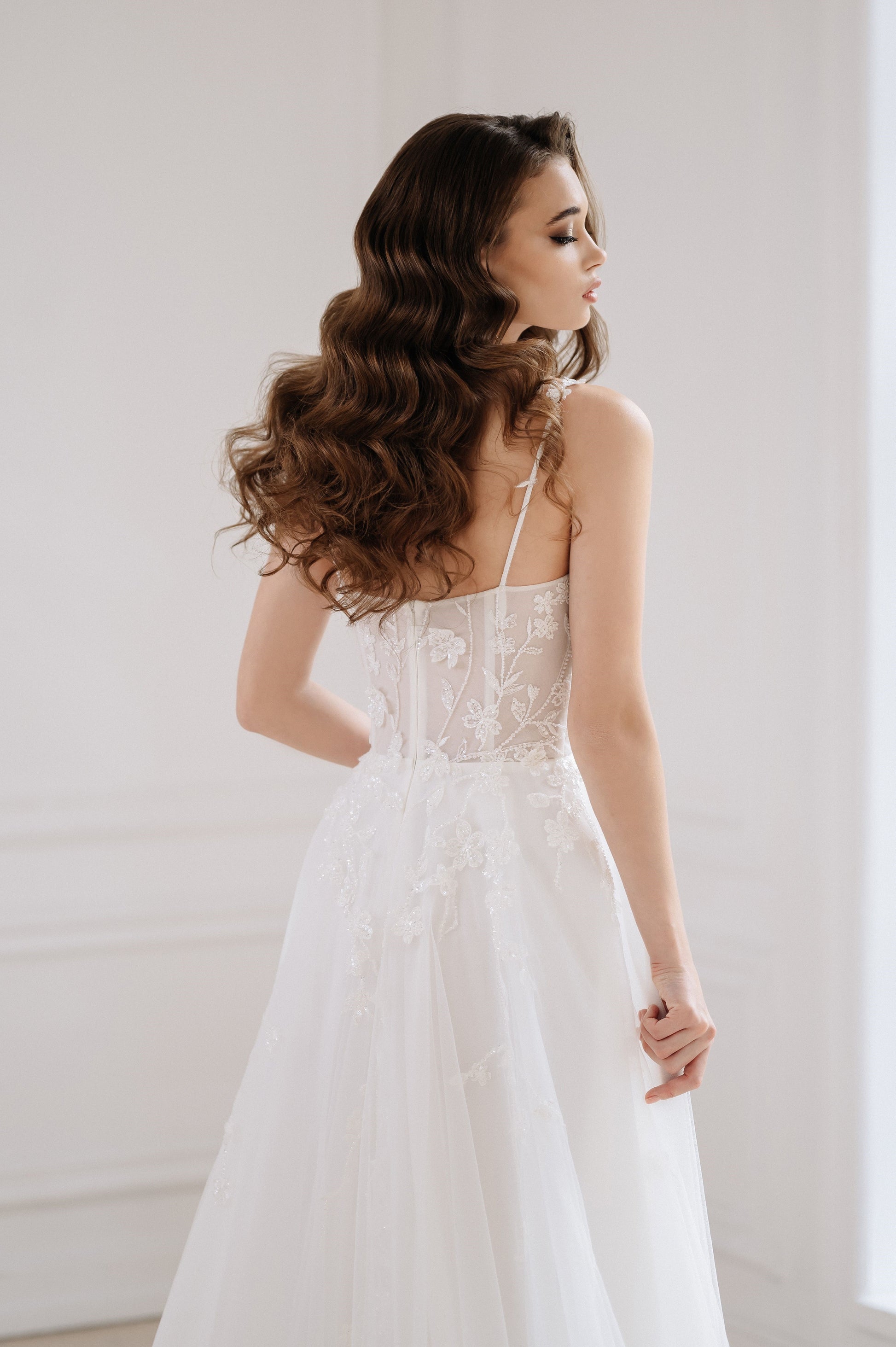 Floral Delicate Sleeveless Wedding Dress TURIN | ETHEREAL BY OLIVIA