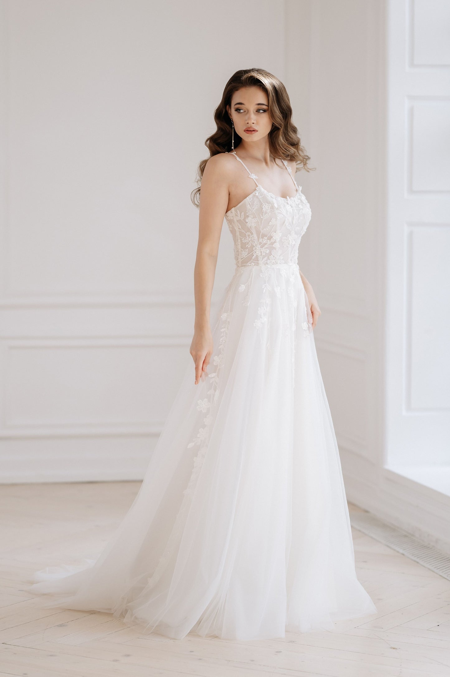 Floral Delicate Sleeveless Wedding Dress TURIN | ETHEREAL BY OLIVIA