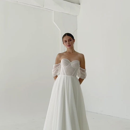 Tulle Feminine with Arm Bends Wedding Dress FORLI | ETHEREAL BY OLIVIA