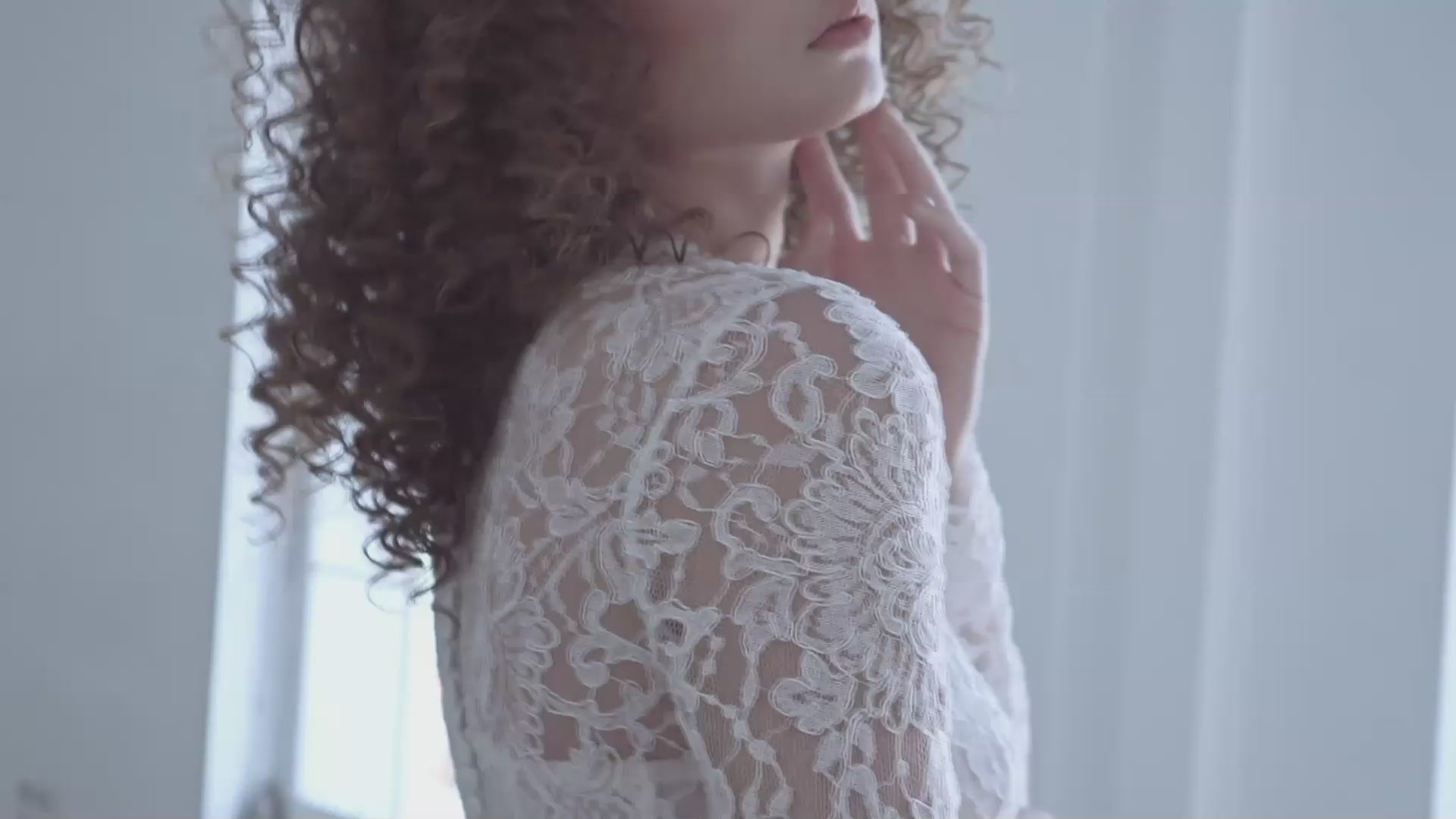 Lacy High Neck Long Sleeves Wedding Dress LIVERPOOL | ETHEREAL BY OLIVIA